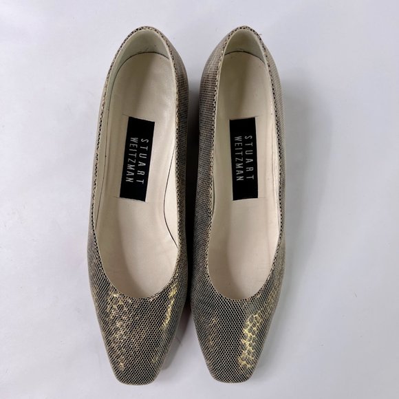 Stuart Weitzman Slip On Snake Embossed Leather Slip On Block Heel Pumps 6.5 AA - Picture 4 of 11